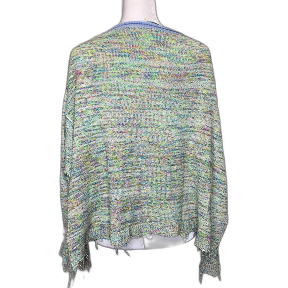 Free People Womens Prism Pullover Space Dye Sweater Cropped Beach Oversized Boho - Picture 2 of 16